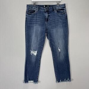 KUT From The Kloth Reese Ankle Straight Leg Jeans Womens 14 Blue Distressed